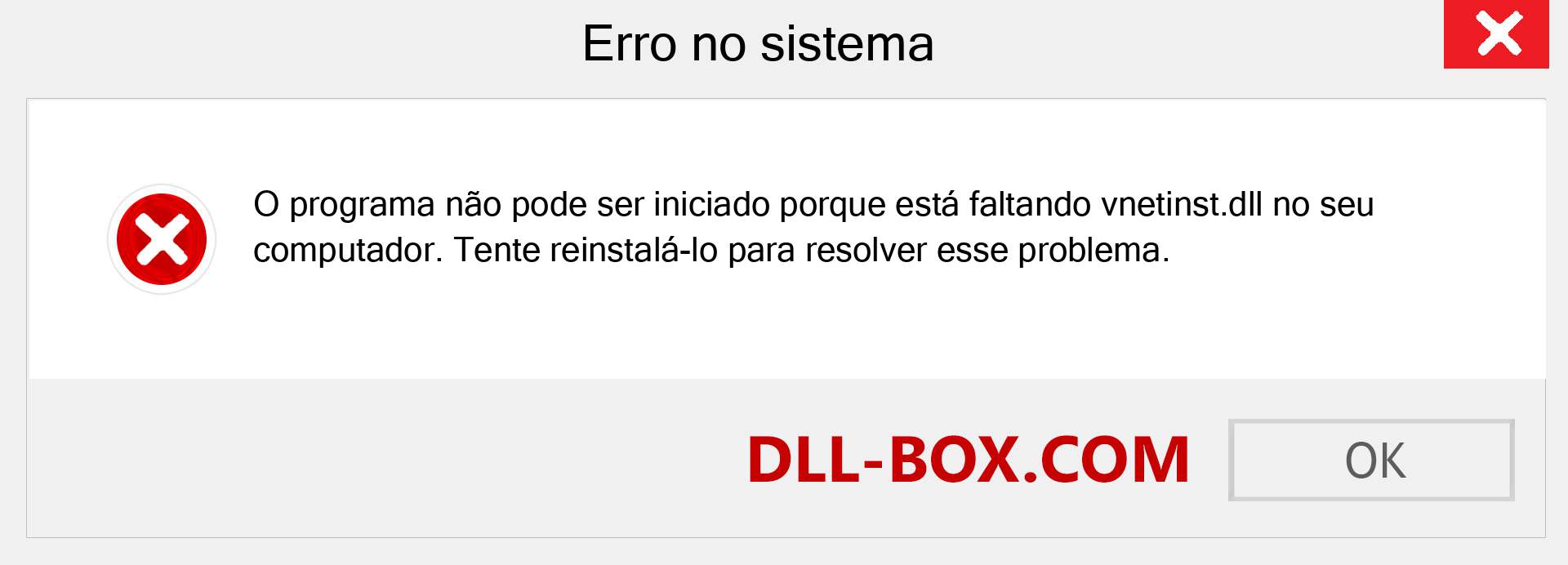 Arquivo vnetinst.dll ausente ?. Download para Windows 7, 8, 10 - Correção de erro ausente vnetinst dll no Windows, fotos, imagens